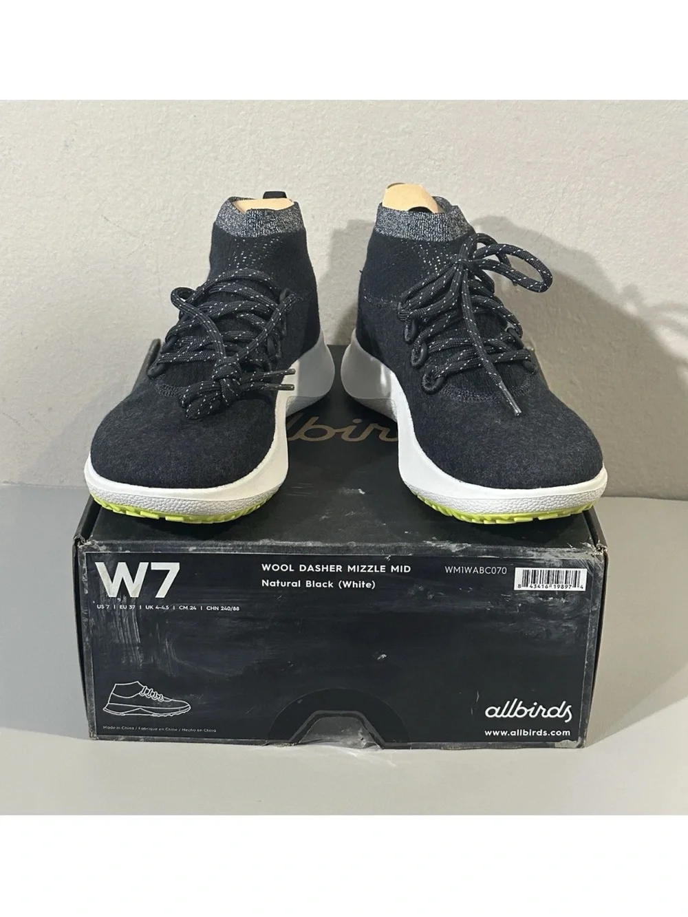 Allbirds Women Wool Dasher Mizzle Mid Black Sneaker Shoes Size 7